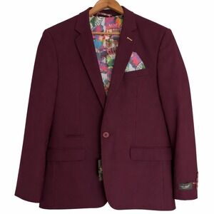 Burgundy Blazer Men XL/44R Dinner Jacket Formal Prom Occasion Wedding Guest HOCO